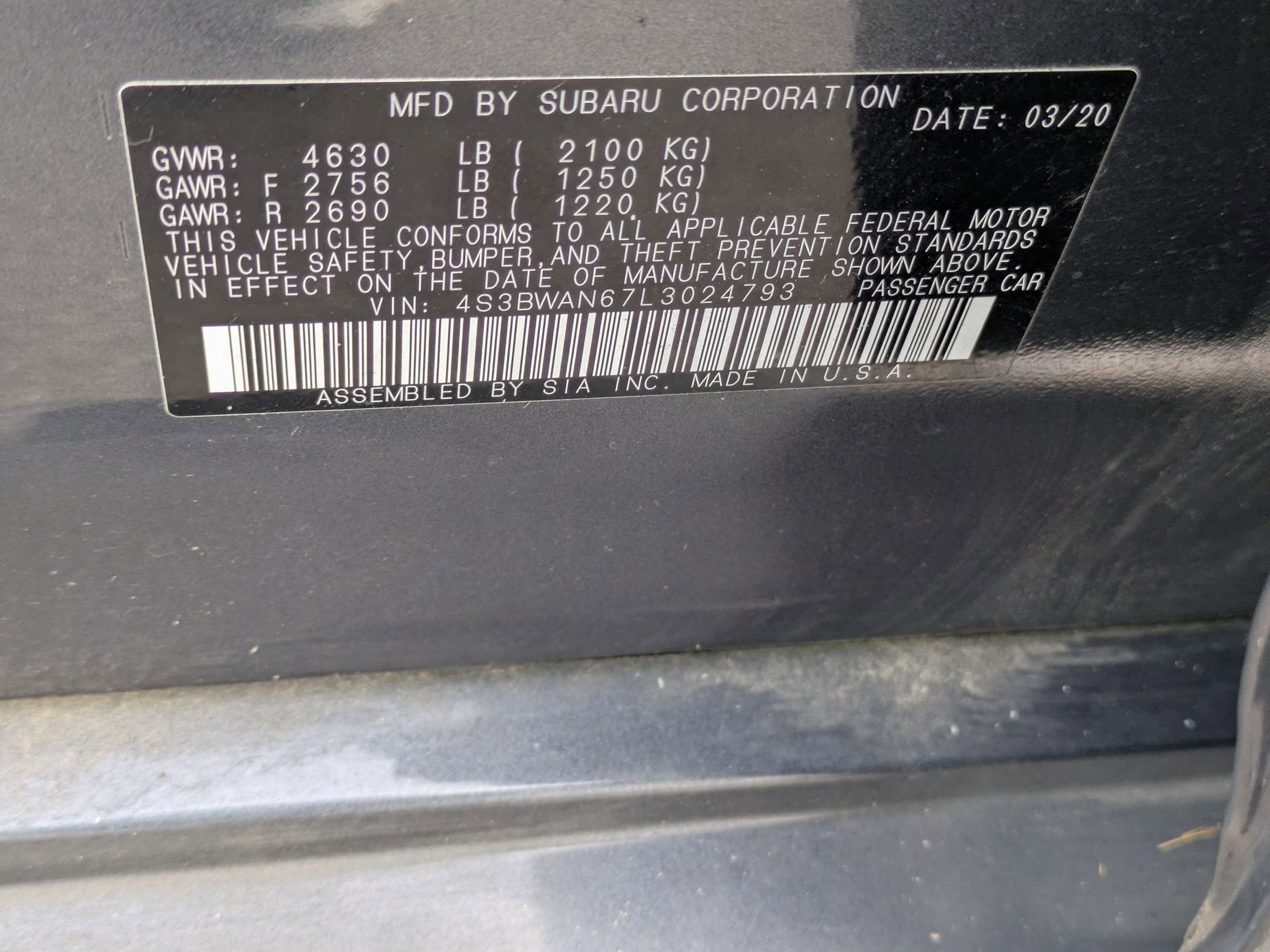 2020 Subaru Legacy Limited